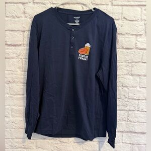 Life is Good Shirt Mens Size L Sleepwear Navy Blue Long Sleeves Football